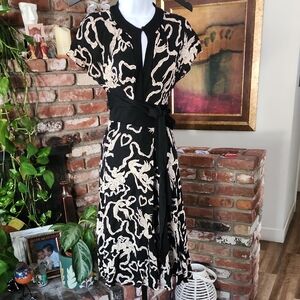 Diane Von Furstenberg Silk/Wool Blend "Fight For Love" Midi Dress